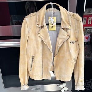 Cream Leather Jacket